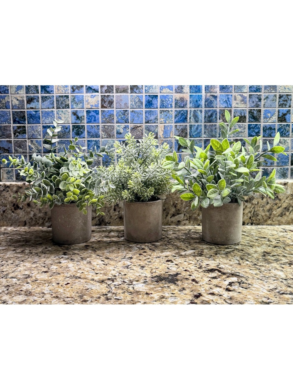 Artificial Eucalyptus Potted Plants Small Faux Greenery Decor (Set of 3)